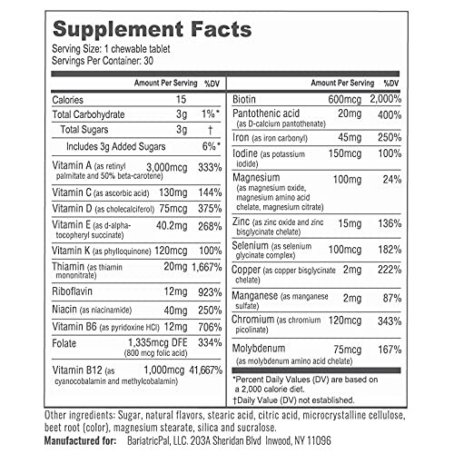 BariatricPal Multivitamin ONE 1 per Day! Bariatric Multivitamin Chewable