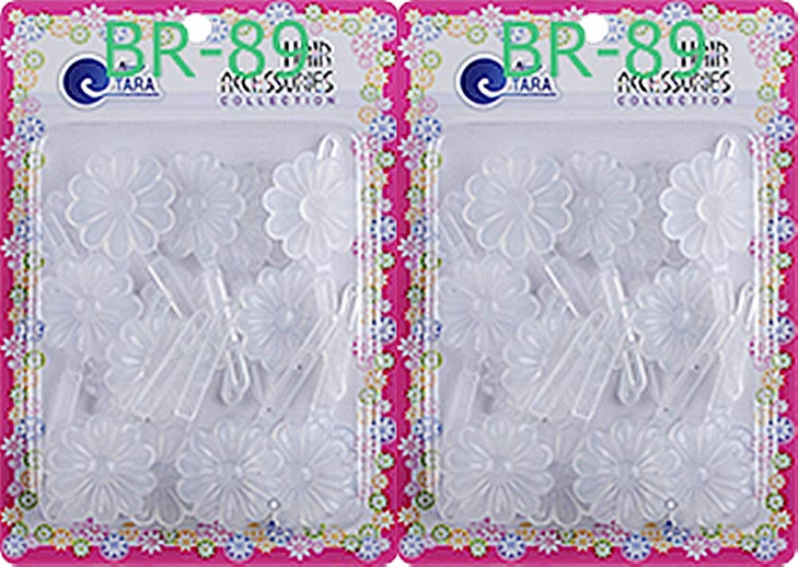 Tara Girls Self Hinge Plastic Bow Hair Barrettes Selection Pack Of 2 (BR89)
