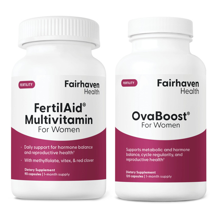 FertilAid for Women & Ovaboost Combo, Female Fertility Supplement & Natural
