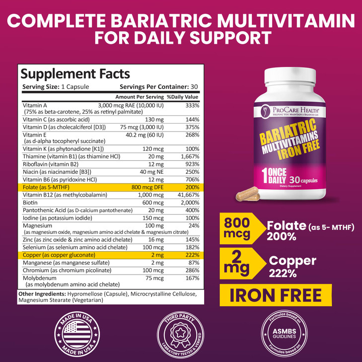 Procare Health Bariatric Multivitamin with Iron Free (30 Fast Dissolving Veggie