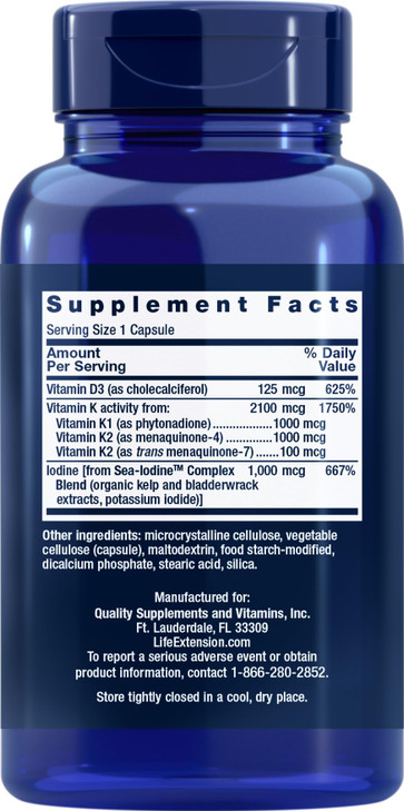 Life Extension Vitamins D and K with Sea-Iodine 60 Capsules (2pack)