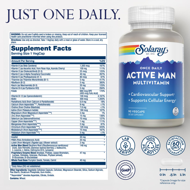 SOLARAY Once Daily Active Man Multivitamin