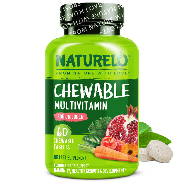 NATURELO Chewable Vitamin for Kids Multivitamin with Whole Food Organic Fruit