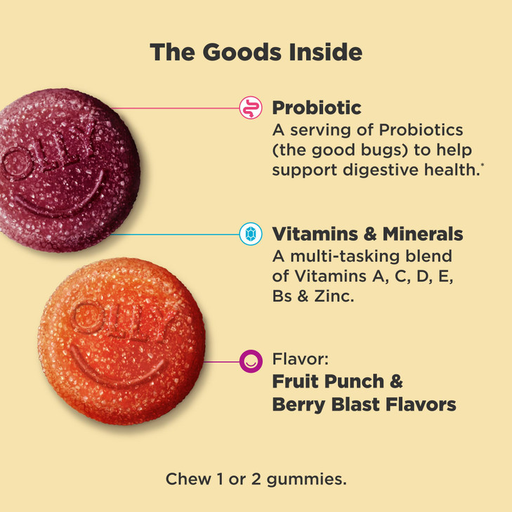 OLLY Kids Multivitamin & Probiotic Gummy, Digestive Support, Vitamins A, D, C