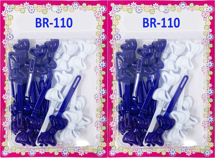 Tara Girls Self Hinge Multi Design Plastic Bow Hair Barrettes Selection Pack Of 2 (BR-110)