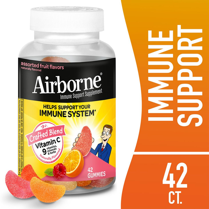 Airborne 750mg Vitamin C Immune Support Supplement Gummies for Adults, Assorted
