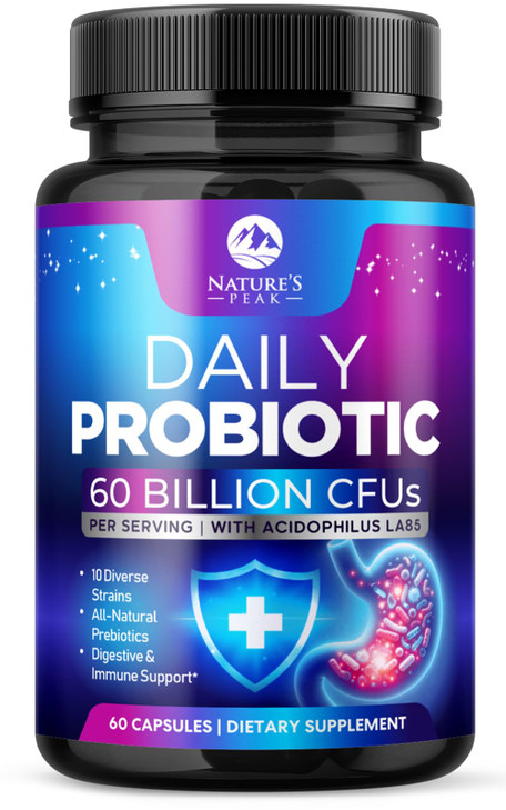 Probiotics 60 Billion CFU - 10 Strains + Digestive Enzymes & Prebiotics