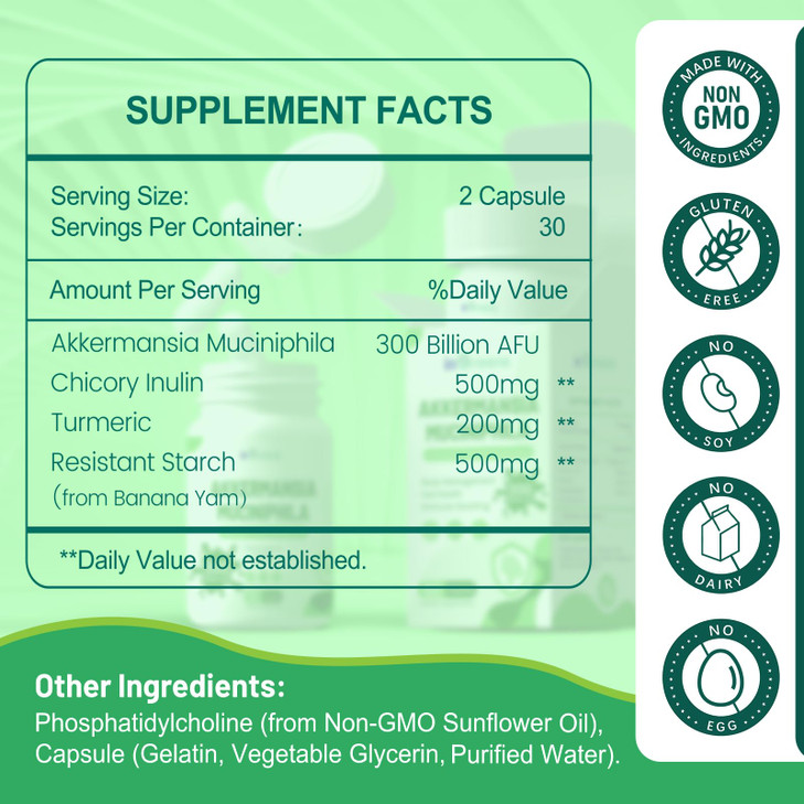 inGreens Akkermansia Muciniphila Probiotic Supplement with Chicory Inulin