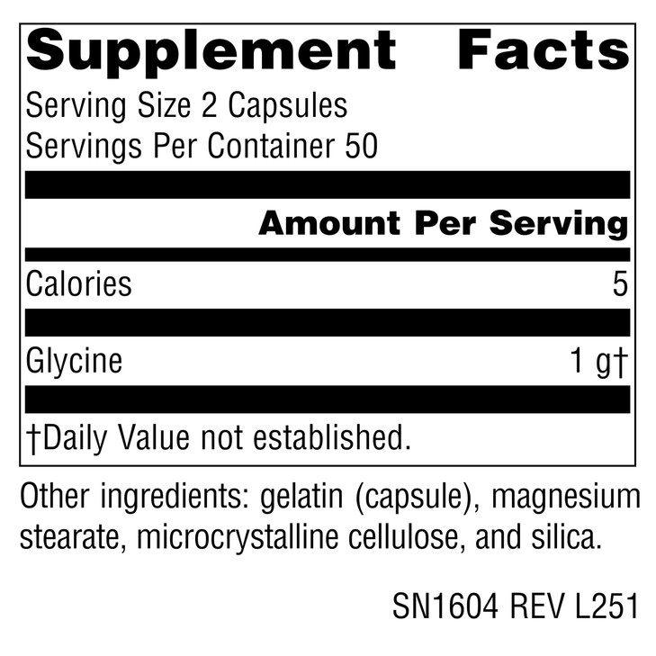 Source Naturals Glycine - 500 mg - 100 Capsules