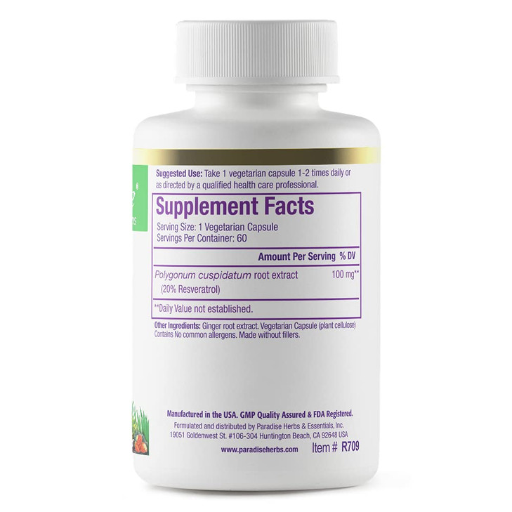 Paradise Herbs Resveratrol, Antioxidant, Super Potent, Ultra Pure, Vegan, Non