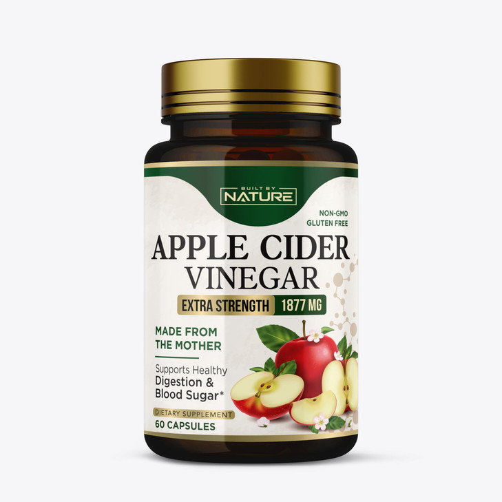 Built by Nature Apple Cider Vinegar Capsules 1877mg with Vitamin D and Zinc