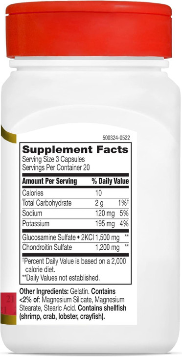 21st Century Glucosamine Chondroitin 500/400mg - Double Strength, cp 60 Count