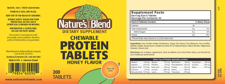 Natures Blend Protein Tablets Honey Flavor 200 Tablets