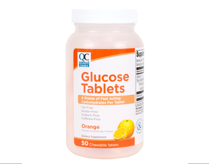 Quality Choice Fast Acting Glucose Tablets Orange Flavor 50 Tablets