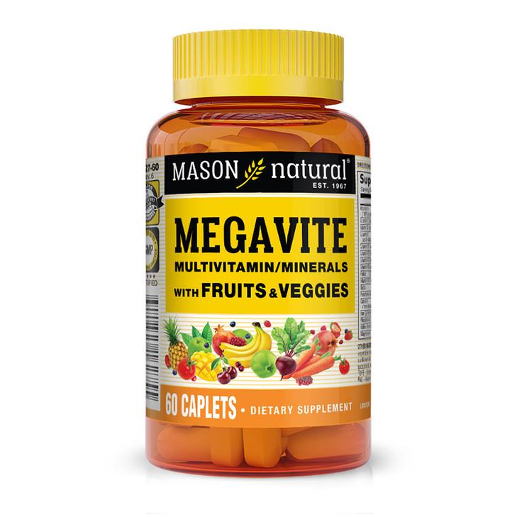 MASON NATURAL Vitamin Megavite Fruits and Veggies Mineral Formula, 60 Count