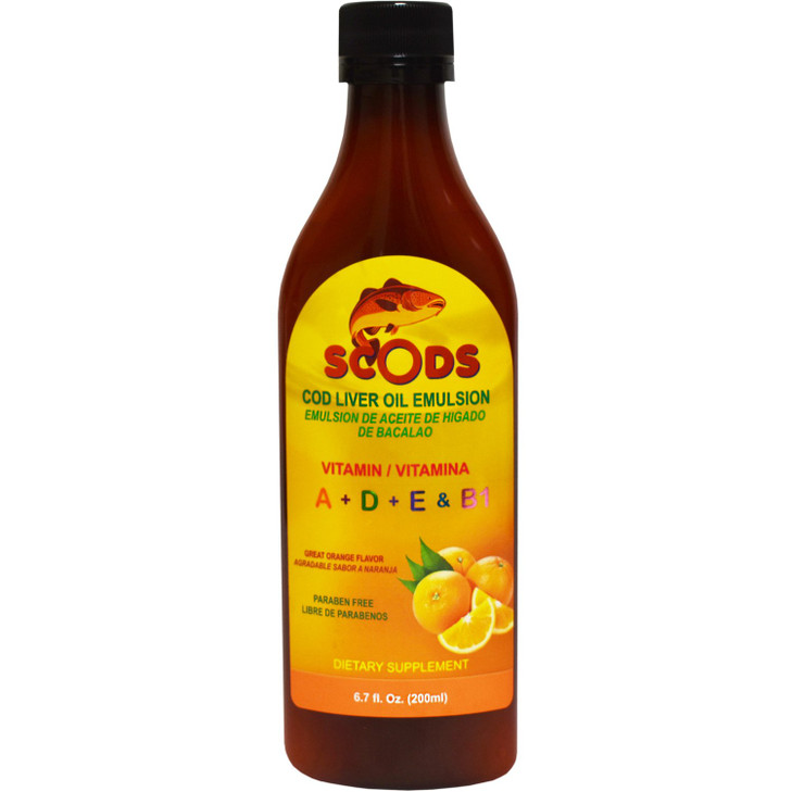 Emulsion de Scods Naranja Cod Liver Oil Emulsion Orange 200ml Vitamin A + D + E