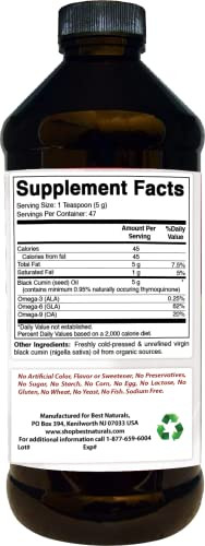 Best Naturals Black Seed Oil - Minimum 0.95% Thymoquinone (TQ)