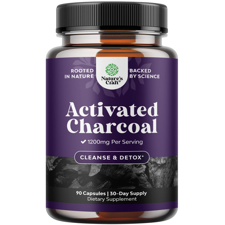 Natures Craft Activated Charcoal Pills Detox & Cleanse