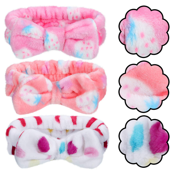3 Pcs Towel Headbands for Women Headband for Washing Face Facial Hair Band Skincare Microfiber Bowtie Headband Makeup Terry Cloth Headbands Spa Showe