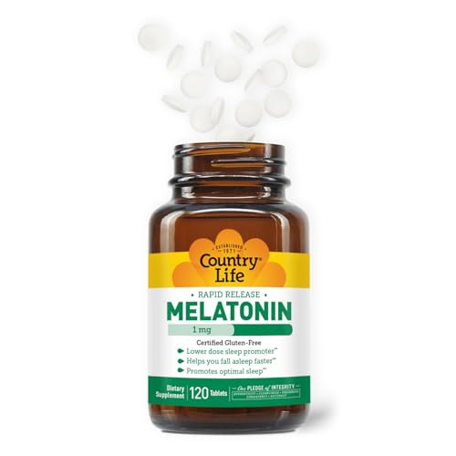Country Life Melatonin Sleep Aid 1mg - Non-GMO, Gluten-Free, Vegan