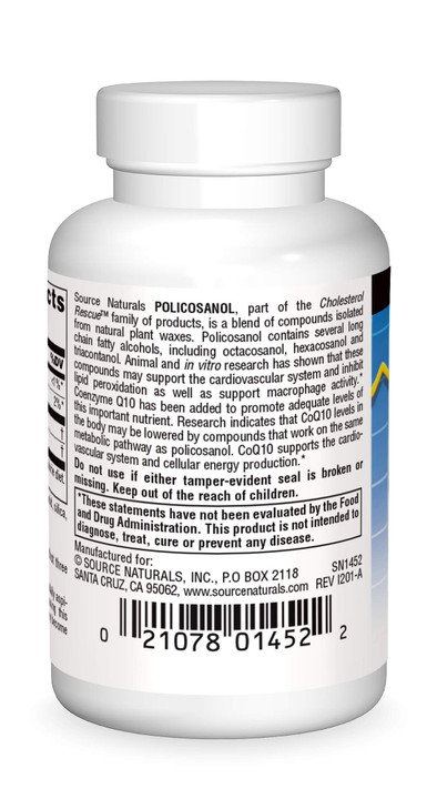 Source Naturals Policosanol with Coenzyme Q10 10 Mg Tablet, 60 Count