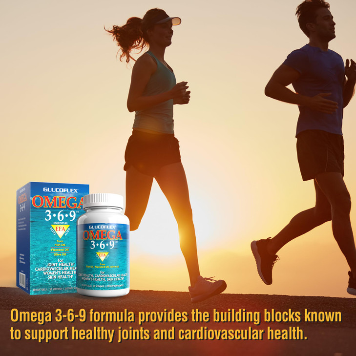 vGlucoflex Omega 3-6-9, Omegas from EPA/DHA Fish Oil for Joint Health, 30
