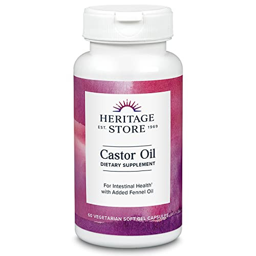 HERITAGE STORE Castor Oil Supplement 725 mg, Healthy Cleansing, Intestinal