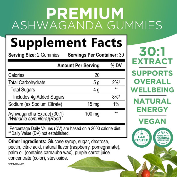 Ashwagandha Gummies 30:1 Extract - 3000mg Equivalent