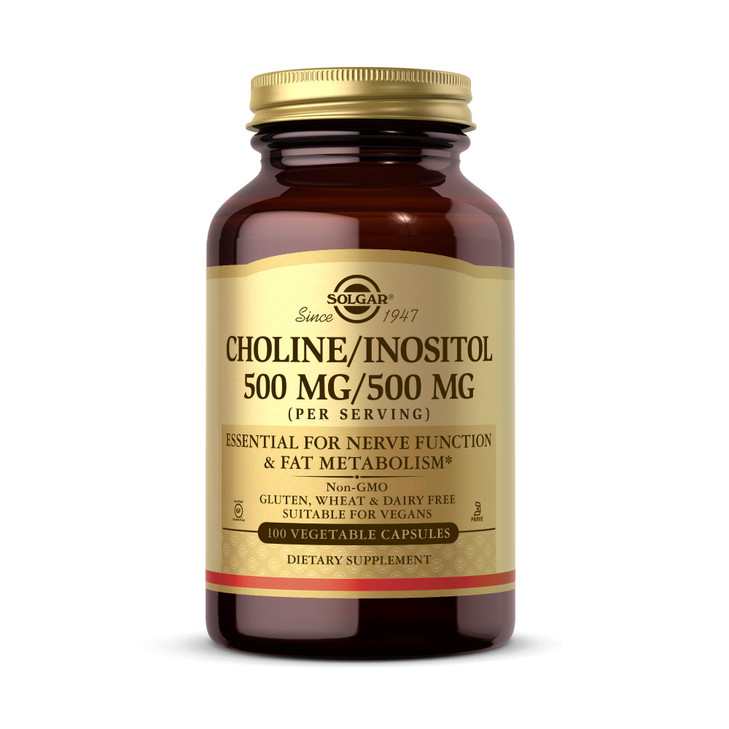 Solgar Choline/Inositol 500 mg/500 mg, 100 Vegetable Capsules