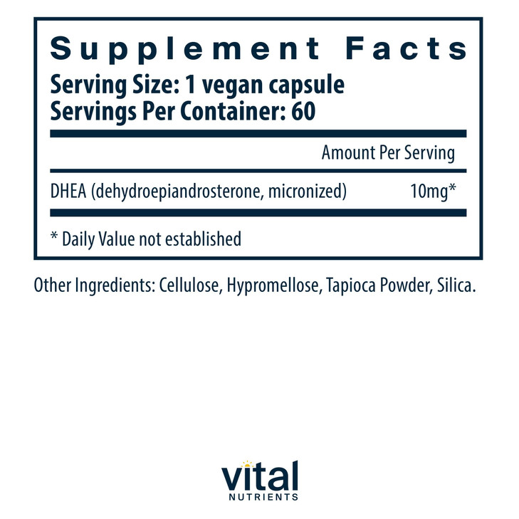 Vital Nutrients DHEA 10mg - Vegan Micronized DHEA Supplement for Women & Men