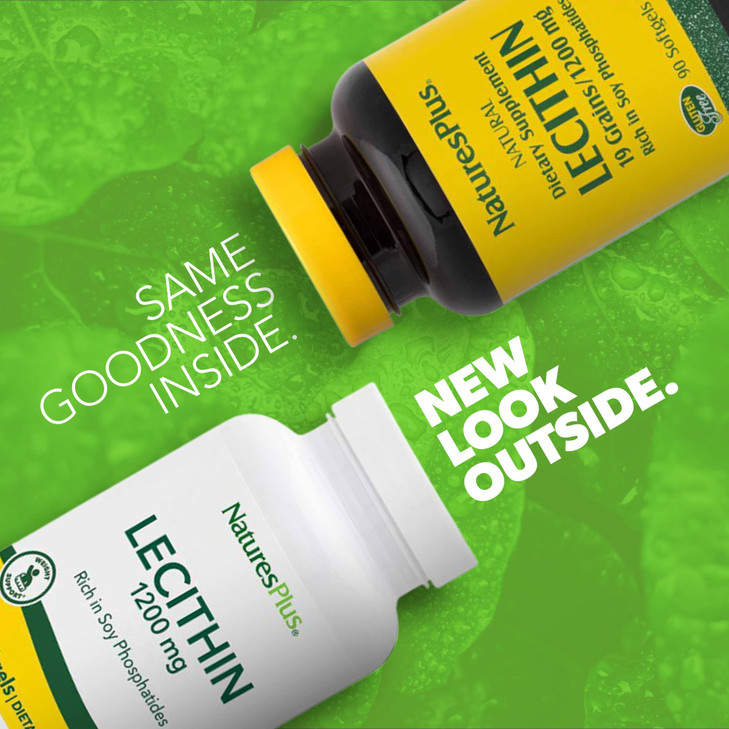 NaturesPlus Lecithin - 1200 mg, 90 Softgels - Rich in Soy Phosphatides