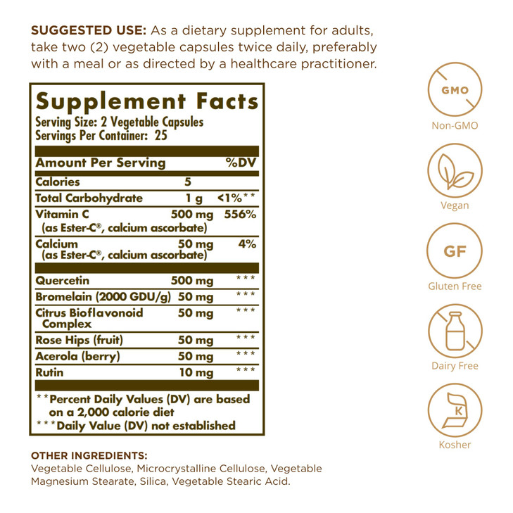 Solgar Quercetin Complex with Ester-C Plus - 50 Vegetable Capsules