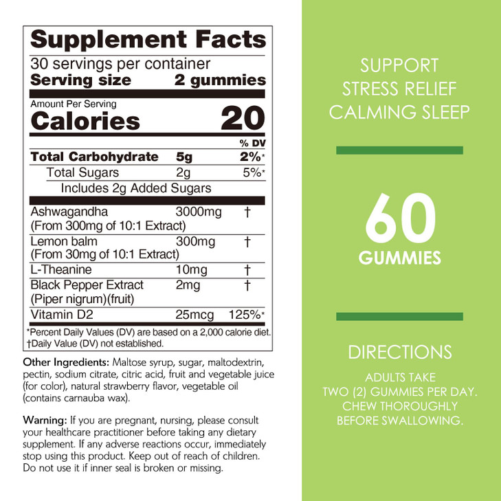 Nature's Key Upgraded 2.0 Ashwagandha Gummies, 3000mg Extra Potency Ashwagandha