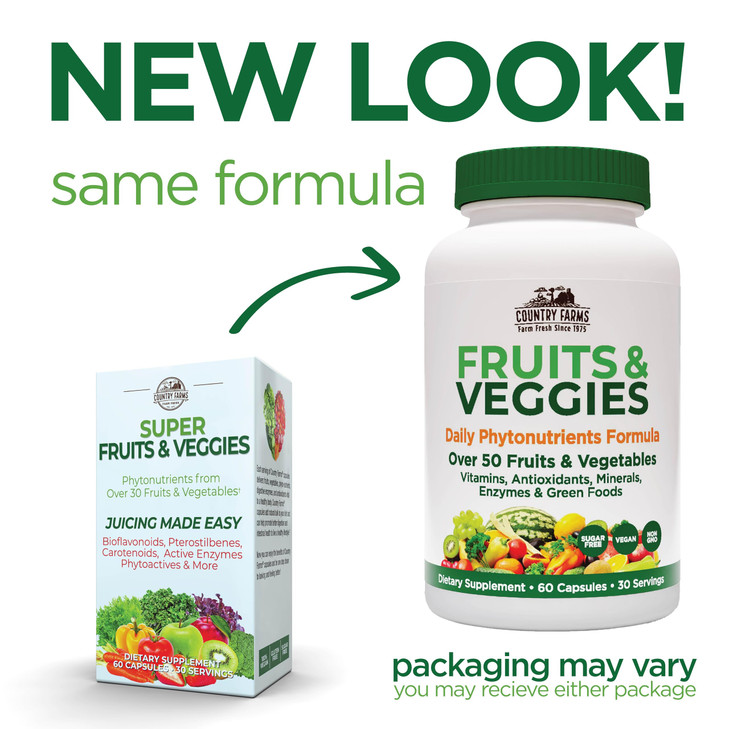 COUNTRY FARMS Super Fruits and Veggies Capsules, Whole Food Supplement, Powerful