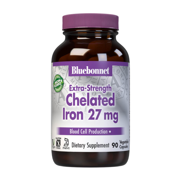 Bluebonnet Nutrition Albion Extra-Strength Chelated Iron 27 mg, For Healthy Red
