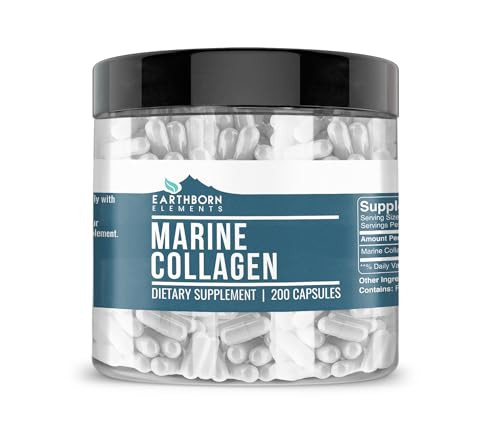 Earthborn Elements Collagen Peptides (200 Capsules) Hydrolyzed Fish Collagen