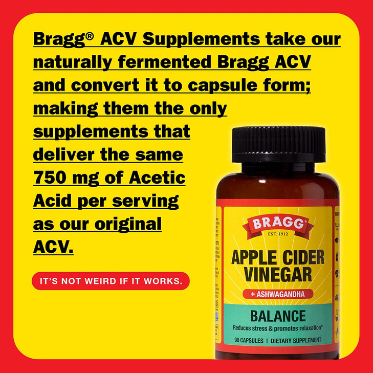 Bragg Daily Balance Apple Cider Vinegar and Sensoril Ashwagandha Capsules