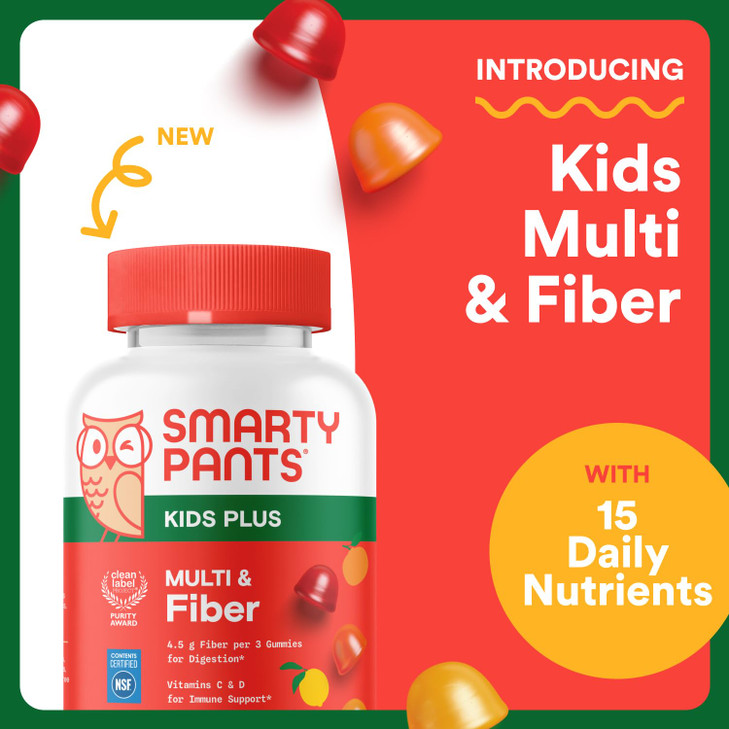 SmartyPants Kids Multivitamin & Fiber Gummies: Prebiotic Fiber to Support Kids