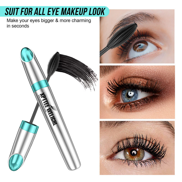 Fiber Mascara, Mascara Black,4D Silk Fiber Mascara, Natural Waterproof Smudge-proof Mascara Black Mascara Thickening Lengthening,Exquisitely Full,Eye