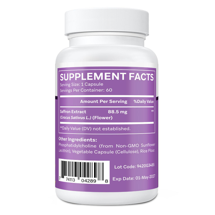 Liposomal Saffron Supplements 88.5 mg, Maximum Absorption, 100% Pure Saffron