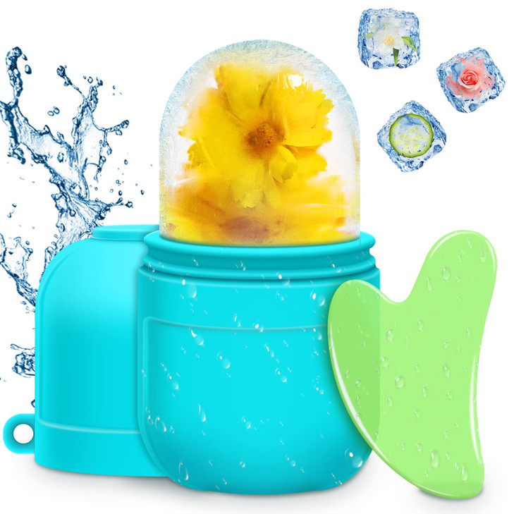 AURUZA Ice Face Roller and Gua Sha Set, Facial Ice Roller & Gua Sha Massage Tool for Face & Eye Puffiness Relief, Shrink Pores, Improve Skin Conditio