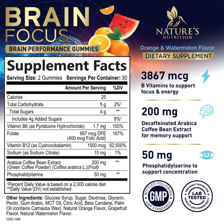 Brain Supplements for Memory and Focus with Phosphatidylserine, Nootropic Memory