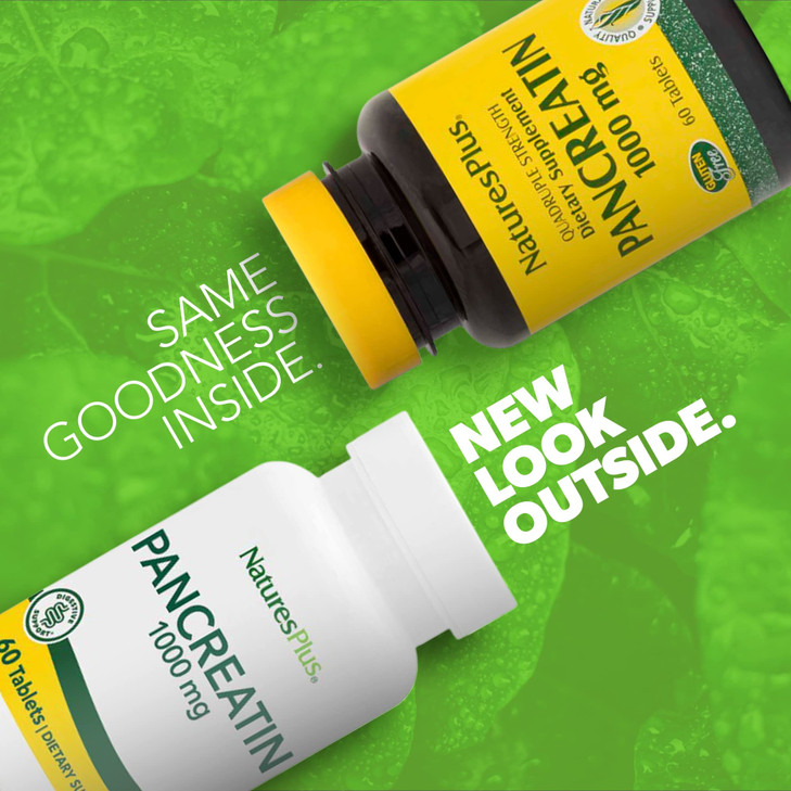 NaturesPlus Pancreatin - 1000 mg, 60 Tablets