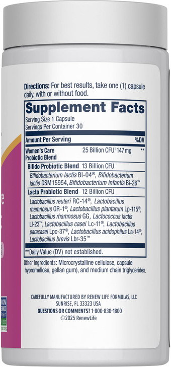 Renew Life Probiotics for Women, 25 Billion CFU Guaranteed, Probiotic Supplement