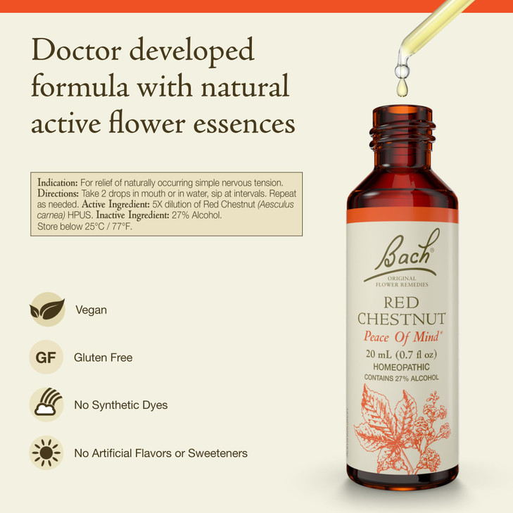 Bach Original Flower Remedies, Red Chestnut - Peace of Mind