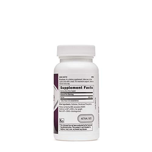 GNC Taurine 500mg, 50 Caplets, Supports Muscle Function