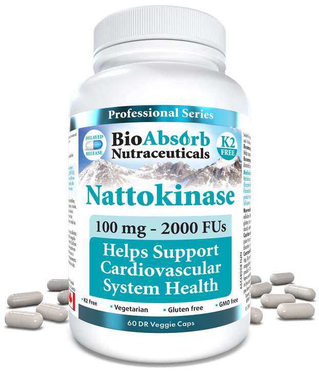 Bio Absorb Nattokinase Supplement. Non-GMO Natto Extract Enzyme. 100 mg, 2000