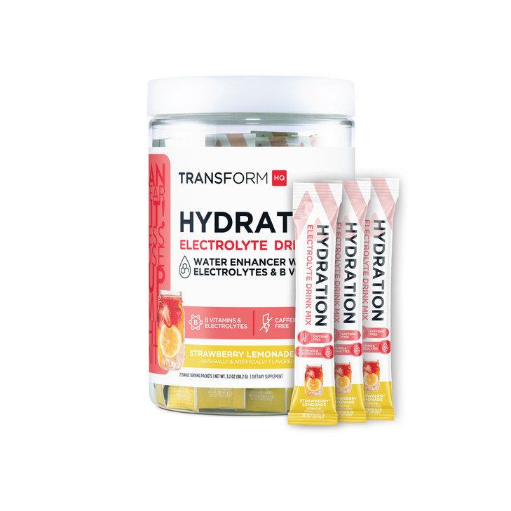 TransformHQ Hydration Drink Mix (21 Single-Serving Packets, Strawberry Lemonade)