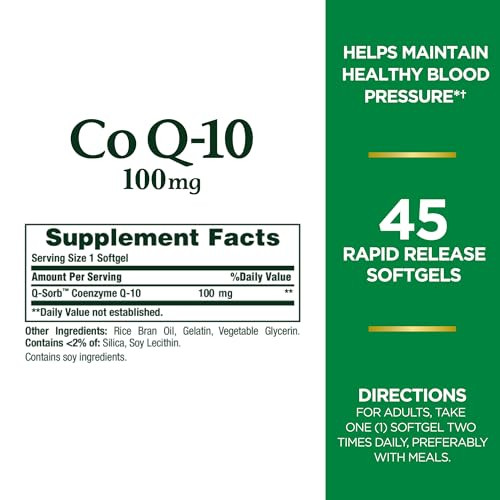 Nature's Bounty CoQ10 100mg for Heart Health Support, Non-GMO Q-Sorb Coenzyme
