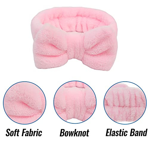 Fancylovesotio Face Wash Headband & Wrist Bands 3-Pack - Soft Fleece Spa Headbands for Face Washing & Makeup